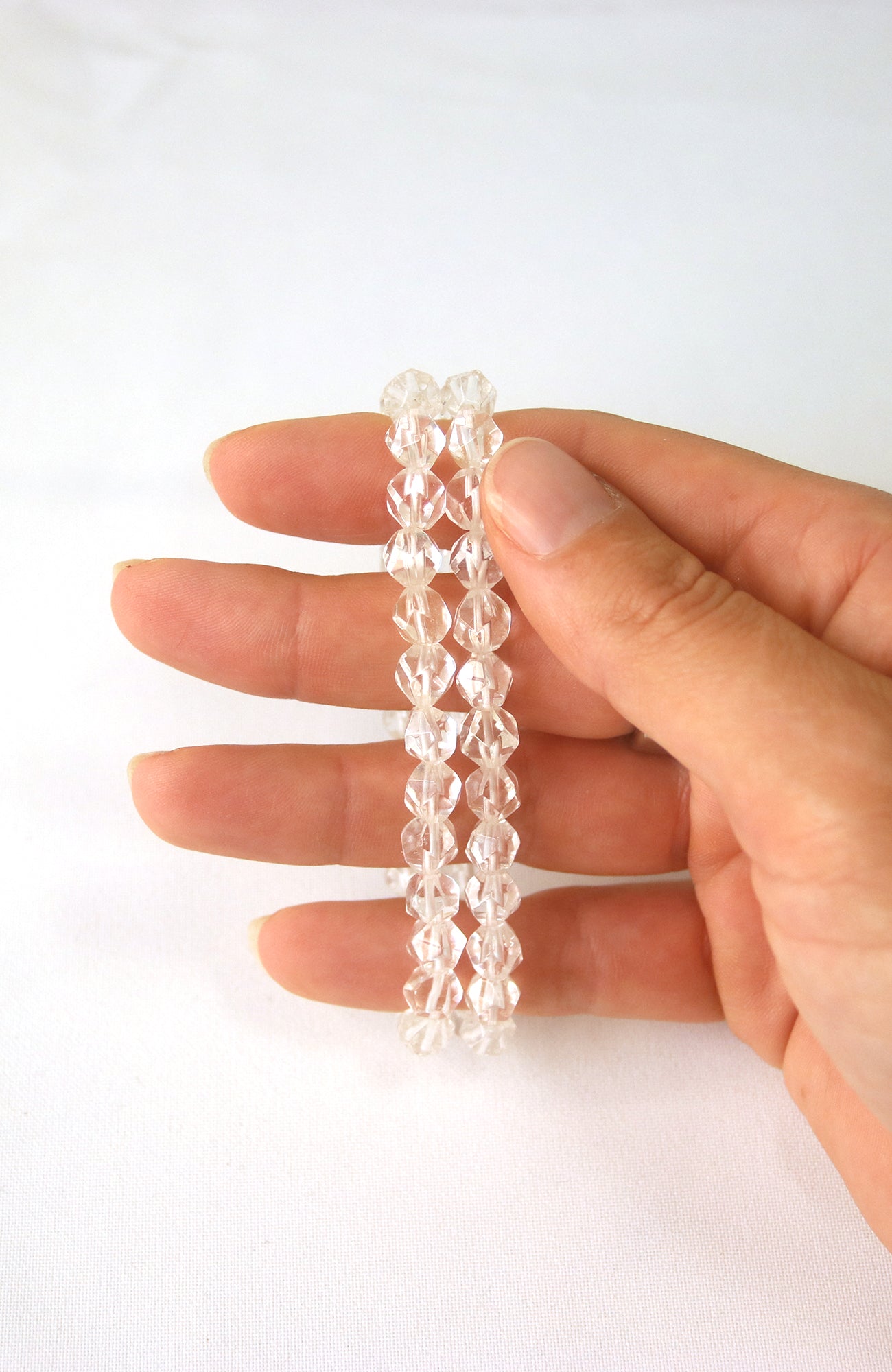 Clear Quartz Faceted Bead Bracelet